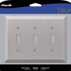Amerelle Century Brushed Nickel 3 gang Stamped Steel Toggle Wall Plate 1 pk