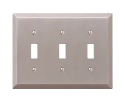 Amerelle Century Brushed Nickel 3 gang Stamped Steel Toggle Wall Plate 1 pk
