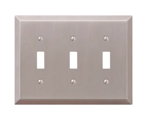 Amerelle Century Brushed Nickel 3 gang Stamped Steel Toggle Wall Plate 1 pk