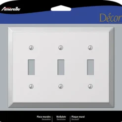 Amerelle Century Polished Chrome 3 gang Stamped Steel Toggle Wall Plate 1 pk