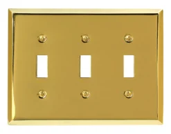 Amerelle Century Polished Brass 3 gang Stamped Steel Toggle Wall Plate 1 pk