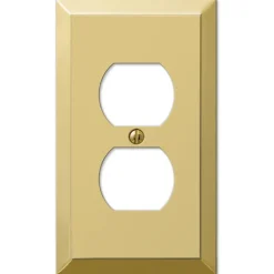 Amerelle Century Polished Brass 1 gang Stamped Steel Duplex Wall Plate 1 pk