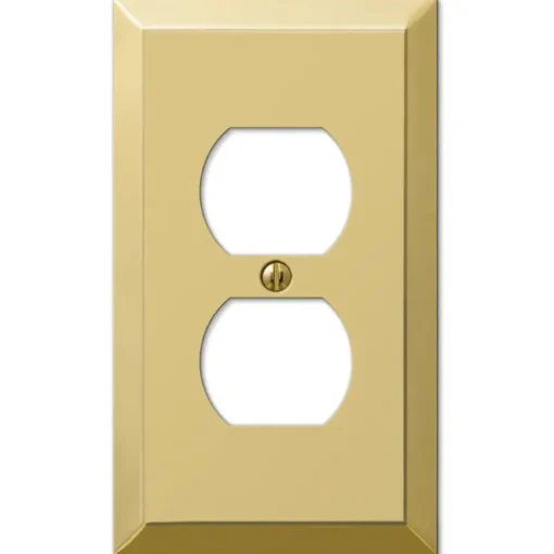 Amerelle Century Polished Brass 1 gang Stamped Steel Duplex Wall Plate 1 pk