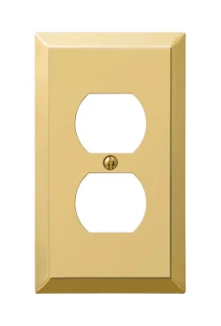 Amerelle Century Polished Brass 1 gang Stamped Steel Duplex Wall Plate 1 pk