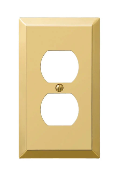 Amerelle Century Polished Brass 1 gang Stamped Steel Duplex Wall Plate 1 pk