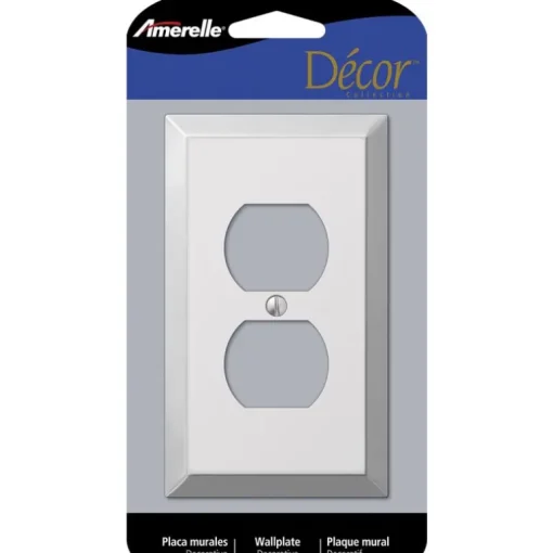 Amerelle Century Polished Chrome 1 gang Stamped Steel Duplex Wall Plate 1 pk