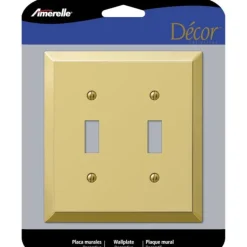Amerelle Century Polished Brass 2 gang Stamped Steel Toggle Wall Plate 1 pk