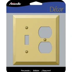 Amerelle Century Polished Brass 2 gang Stamped Steel Duplex/Toggle Wall Plate 1 pk
