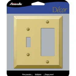 Amerelle Century Polished Brass 2 gang Stamped Steel Decorator/Toggle Wall Plate 1 pk