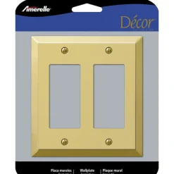 Amerelle Century Polished Brass 2 gang Stamped Steel Decorator Wall Plate 1 pk