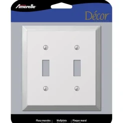Amerelle Century Polished Chrome 2 gang Stamped Steel Toggle Wall Plate 1 pk