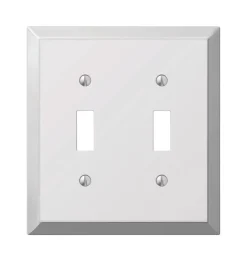 Amerelle Century Polished Chrome 2 gang Stamped Steel Toggle Wall Plate 1 pk