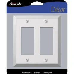 Amerelle Century Polished Chrome 2 gang Stamped Steel Decorator Wall Plate 1 pk