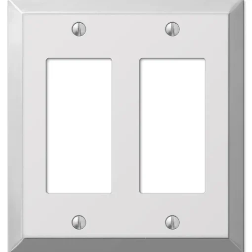Amerelle Century Polished Chrome 2 gang Stamped Steel Decorator Wall Plate 1 pk