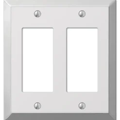 Amerelle Century Polished Chrome 2 gang Stamped Steel Decorator Wall Plate 1 pk