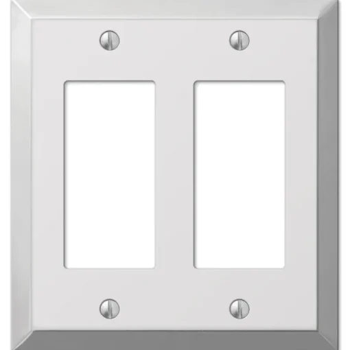 Amerelle Century Polished Chrome 2 gang Stamped Steel Decorator Wall Plate 1 pk