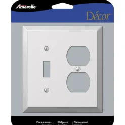 Amerelle Century Polished Chrome 2 gang Stamped Steel Duplex/Toggle Wall Plate 1 pk