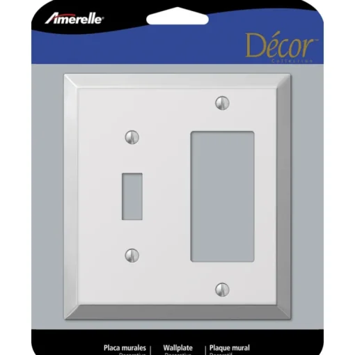 Amerelle Century Polished Chrome 2 gang Stamped Steel Decorator/Toggle Wall Plate 1 pk