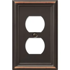 Amerelle Chelsea Aged Bronze 1 gang Stamped Steel Duplex Wall Plate 1 pk