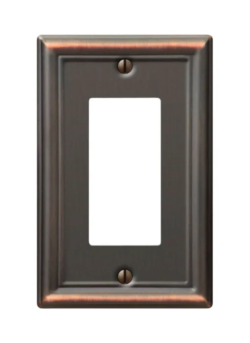 Amerelle Chelsea Aged Bronze 1 gang Stamped Steel Decorator Wall Plate 1 pk