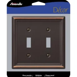 Amerelle Chelsea Aged Bronze 2 gang Stamped Steel Toggle Wall Plate 1 pk