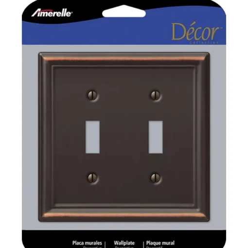 Amerelle Chelsea Aged Bronze 2 gang Stamped Steel Toggle Wall Plate 1 pk