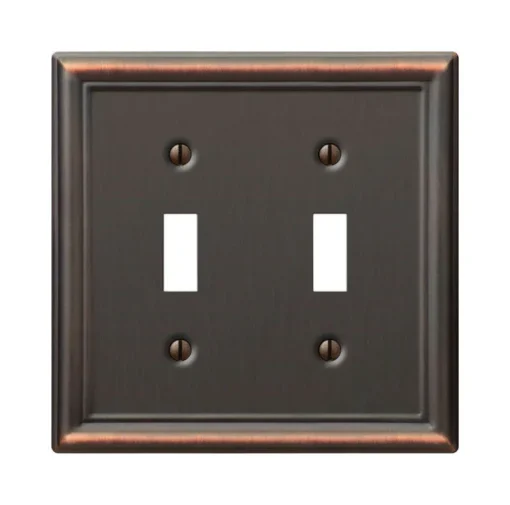 Amerelle Chelsea Aged Bronze 2 gang Stamped Steel Toggle Wall Plate 1 pk