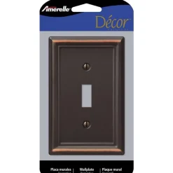 Amerelle Chelsea Aged Bronze 1 gang Stamped Steel Toggle Wall Plate 1 pk
