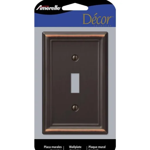 Amerelle Chelsea Aged Bronze 1 gang Stamped Steel Toggle Wall Plate 1 pk