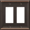 Amerelle Chelsea Aged Bronze 2 gang Stamped Steel Decorator Wall Plate 1 pk