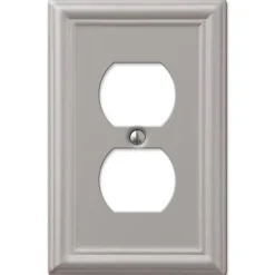 Amerelle Chelsea Brushed Nickel 1 gang Stamped Steel Duplex Wall Plate 1 pk