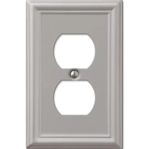 Amerelle Chelsea Brushed Nickel 1 gang Stamped Steel Duplex Wall Plate 1 pk