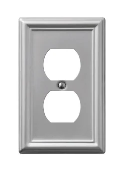 Amerelle Chelsea Brushed Nickel 1 gang Stamped Steel Duplex Wall Plate 1 pk