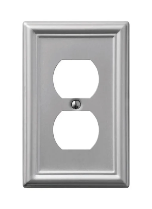 Amerelle Chelsea Brushed Nickel 1 gang Stamped Steel Duplex Wall Plate 1 pk