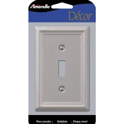 Amerelle Chelsea Brushed Nickel 1 gang Stamped Steel Toggle Wall Plate 1 pk