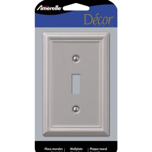 Amerelle Chelsea Brushed Nickel 1 gang Stamped Steel Toggle Wall Plate 1 pk