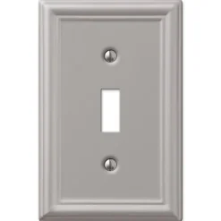 Amerelle Chelsea Brushed Nickel 1 gang Stamped Steel Toggle Wall Plate 1 pk