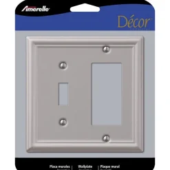 Amerelle Chelsea Brushed Nickel 2 gang Stamped Steel Decorator/Toggle Wall Plate 1 pk