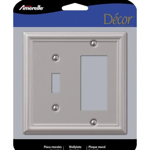 Amerelle Chelsea Brushed Nickel 2 gang Stamped Steel Decorator/Toggle Wall Plate 1 pk