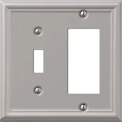 Amerelle Chelsea Brushed Nickel 2 gang Stamped Steel Decorator/Toggle Wall Plate 1 pk