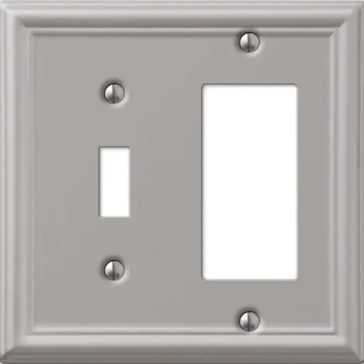 Amerelle Chelsea Brushed Nickel 2 gang Stamped Steel Decorator/Toggle Wall Plate 1 pk