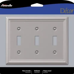 Amerelle Chelsea Brushed Nickel 3 gang Stamped Steel Toggle Wall Plate 1 pk