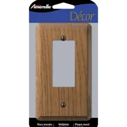 Amerelle Contemporary Brown 1 gang Oak Wood Decorator Wall Plate 1 pk