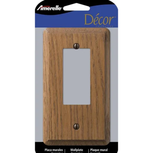 Amerelle Contemporary Brown 1 gang Oak Wood Decorator Wall Plate 1 pk