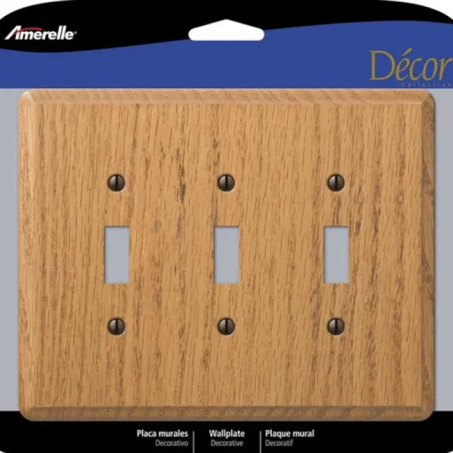 Amerelle Contemporary Brown 3 gang Wood Toggle Wall Plate 1 pk