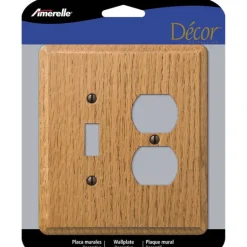Amerelle Contemporary Light Brown 2 gang Oak Wood Duplex/Toggle Wall Plate 1 pk