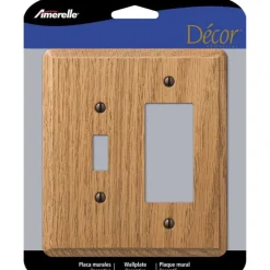 Amerelle Contemporary Medium Brown 2 gang Oak Wood Toggle Wall Plate 1 pk