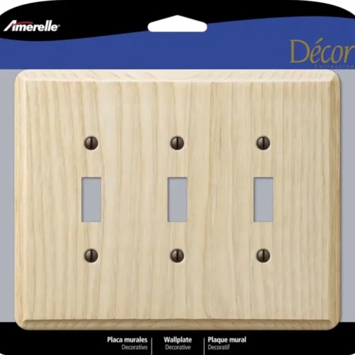 Amerelle Contemporary Unfinished Beige 3 gang Wood Toggle Wall Plate 1 pk
