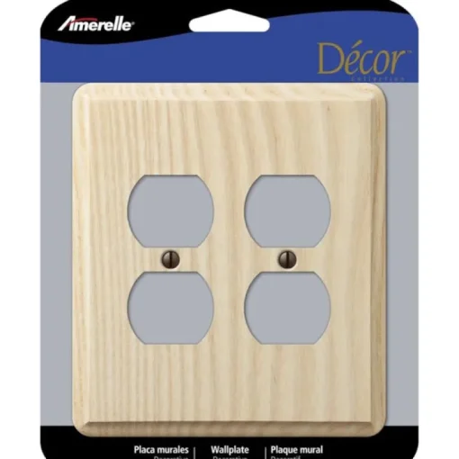 Amerelle Contemporary Unfinished Beige 2 gang Ash Wood Duplex Wall Plate 1 pk