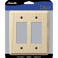 Amerelle Contemporary Unfinished Beige 2 gang Wood Decorator Wall Plate 1 pk